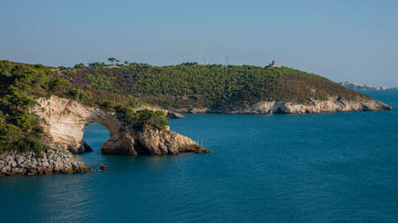 Aerial panoramic view of the rocky coast of the island of Sardinia, Italyの写真素材