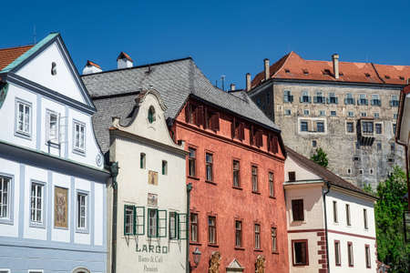 Cesky Krumlov, Czech Republic - JUNE 27, 2020: city street of the ancient Czech city of Cesky...