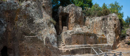 Ildebranda Tomb. Remains of Etruscan civilization at the Etruscan Necropolis of Sovana (Tuscany,...
