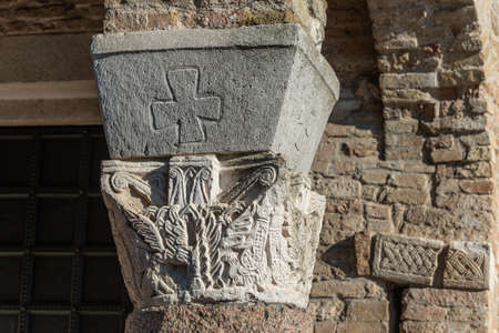 Archaeological site in Aquileia, Italy, Europe. A city of the early Roman Empire lies unexcavated beneath the fields. Destroyed before the 5th century.の写真素材