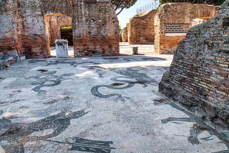 Ancient Roman ruins of Pompeii, an ancient Roman town destroyed by the volcano Vesuvius.の写真素材