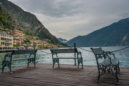 Early morning view of Limone sul Garda, Italyのeditorial素材