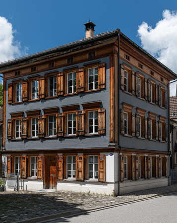Appenzell, Switzerland - buildings in the historic part of the town of Appenzell. The town of Appenzell is the capital of the Swiss canton of Appenzell Innerrhoden, known for its ornamentsの写真素材