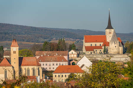 Golden indian summer in Pulkau valley, with the little village Pulkau, lower austria