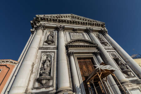 The facade of the Basilica di Santa Maria della Salute in Venice, Italyの写真素材