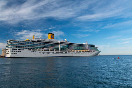 Trieste, Italy - October 16, 2021: Cruise ship Costa Deliziosa docked at the port of Trieste. Huge...
