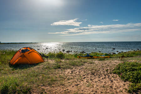 Breathtaking sunset at the baltic sea near Viinistu, Estoniaの写真素材