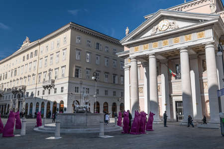 Piazza della Borso with Chamber of Commerce , Trieste, Italy