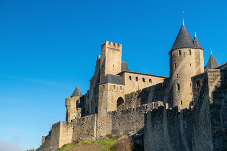 Ramparts, Walls and Towers of Carcassonne, Franceのeditorial素材