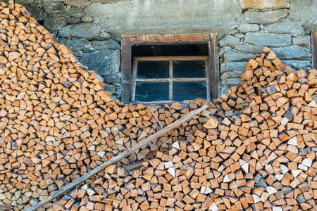 Log fire wood, ready for wintertimeの写真素材