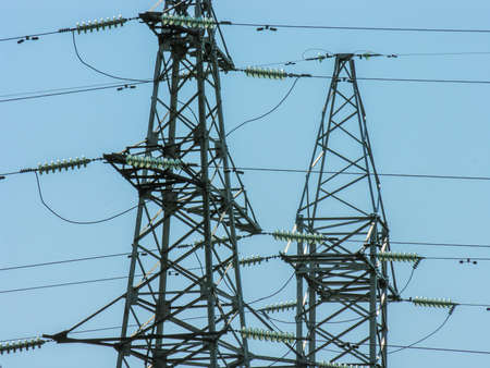 Power lines against a clear cloudless sky