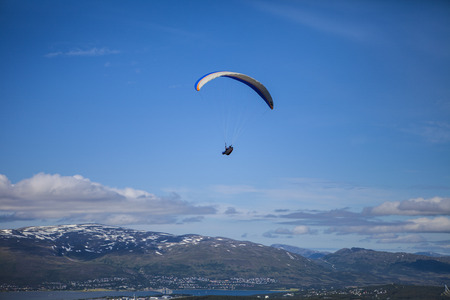 Paragliding over Norwayの写真素材