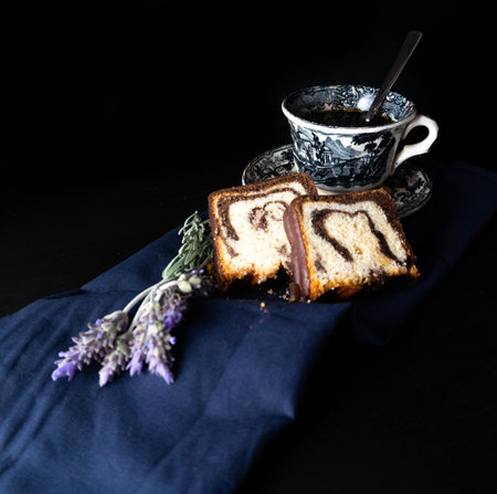 Breakfast Cafe with marbled sponge cake