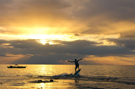sunset on the beachの写真素材