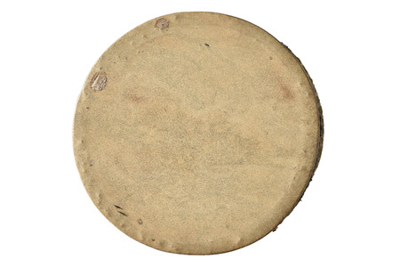 Antique wood drum isolated on white backgroundの写真素材