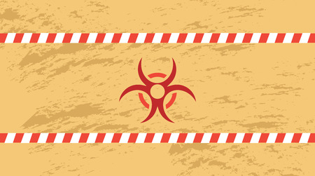 Retro red biohazard on yellow backgroundのイラスト素材