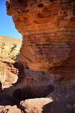 Walkway track in Red Canyon in Negev Desert, Eilat, Israelの写真素材
