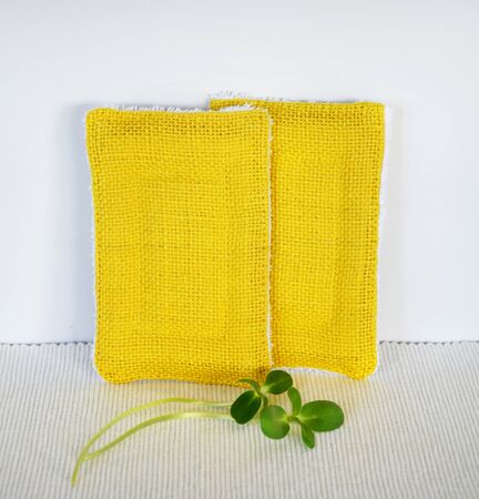 Reusable zero waste washable biodegradable kitchen dish spongesの写真素材