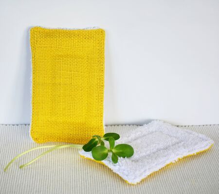 Reusable zero waste washable biodegradable kitchen dish spongesの写真素材