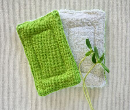 Reusable zero waste washable biodegradable kitchen dish spongesの写真素材