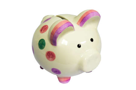 polka dot saving piggy bankの写真素材