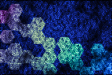 abstract blue honeycomb with hexagonal ontop