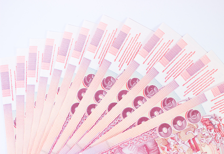 Thai money 100 baht in fan shape