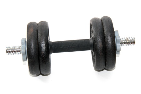 isolated black dumbbell for fitnessの写真素材