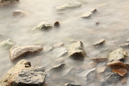 beach with low speed shutterの写真素材