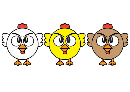 chickens cartoon illustration in white back groundのイラスト素材