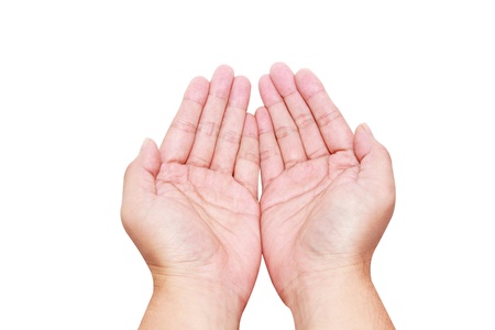 isolated hands in holding positionの写真素材