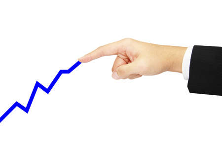 isolated concept business hand pointing to the rising profitの写真素材
