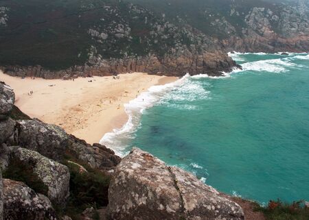 landscape of the coast from minack theatre cornwall uk