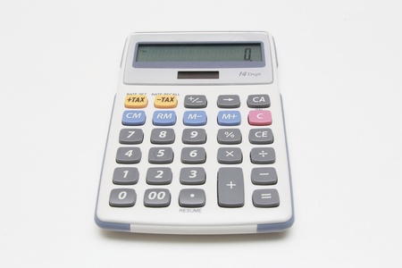 white calculator in white backgroundの写真素材