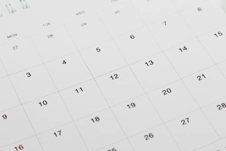 blue tone page of a calendarの写真素材
