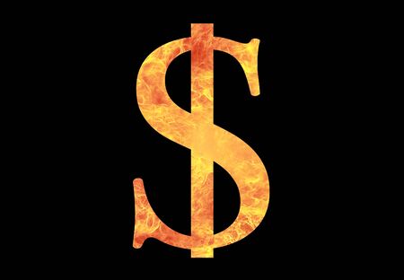 us dollar sign in fireの写真素材