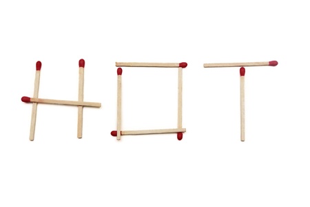 matchstick with word hot in white backgroundの写真素材