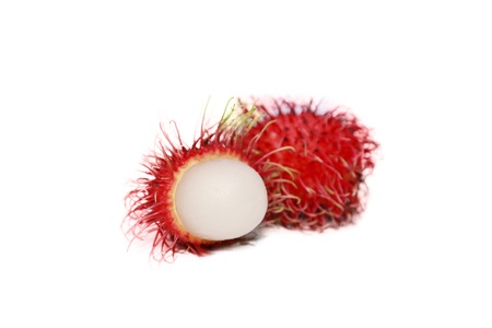 isolated rambutans in white backgroundの写真素材