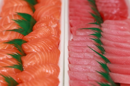 background of fresh raw sashimiの写真素材