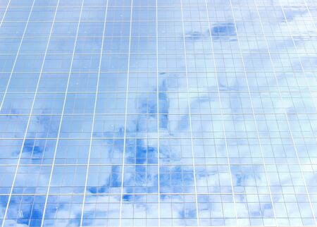 background of blue sky reflect on glasses from modern business building