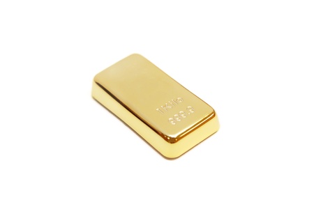 isolated gold bar in white background