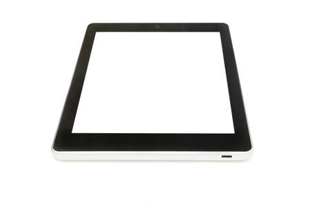 isolated black tablet in white backgroundの写真素材