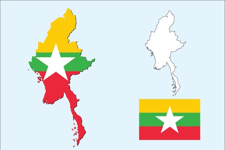 vector of myanmar map wte the flagのイラスト素材