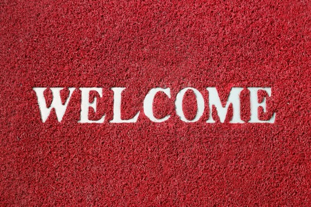  red welcome carpetの写真素材