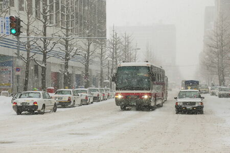 SAPPORO - FEBRUARY 11   The heaviest snow  in Sapporo in Japan  on February 11, 2014 in Sapporo Japan  This severe snow storm has killed 19 people and caused more than 1,600 injured around the countryのeditorial素材