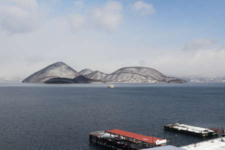 scene of toya lake in hokkaido japanの写真素材