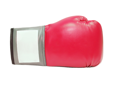 isolated red boxing glove in white backgroundの写真素材