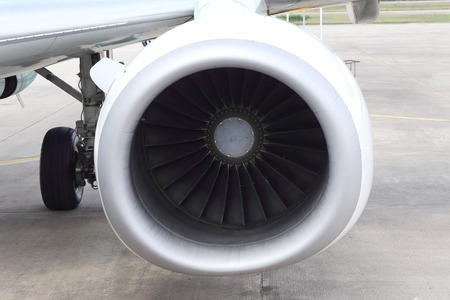 close up of an airplane engine