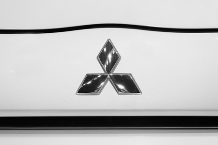 BANGKOK, THAILAND - MARCH 28, 2015: Logo of Mitzubishi car  on March 28 2015 in Bangkok Thailand.のeditorial素材