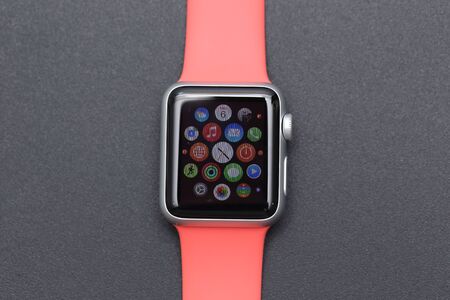 BANGKOK THAILAND MAY 6, 2015: close up image of apple watch on MAY 6, 2015 in Bangkok Thailand